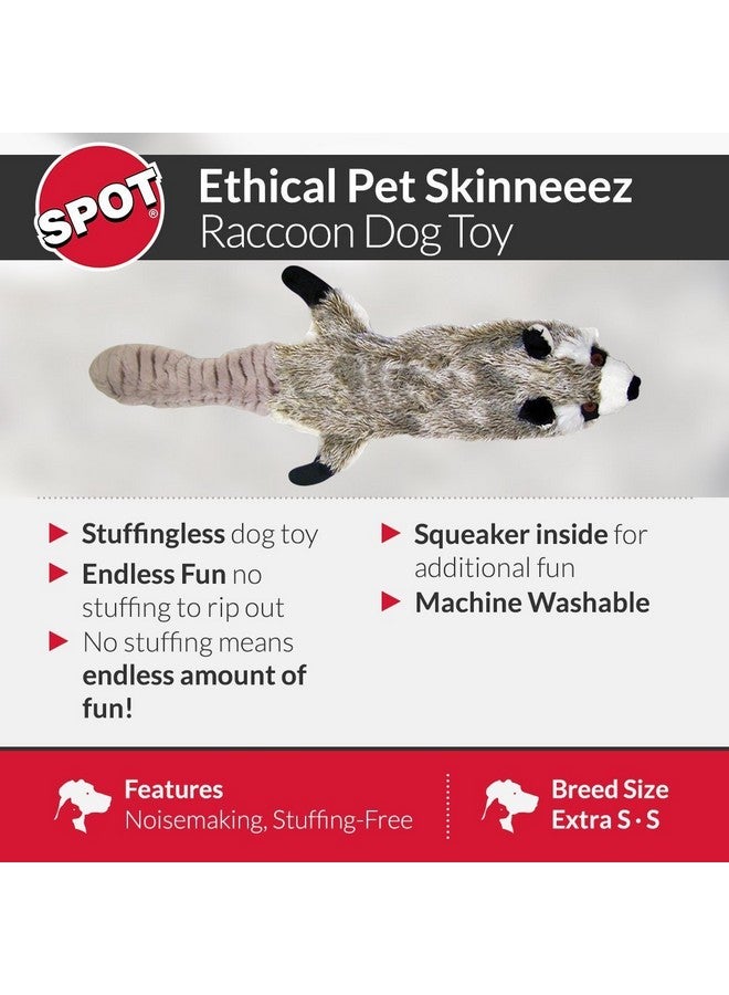 SPOT Skinneeez Stuffless Dog Toy with Squeaker | Plush Tug of War Raccoon Squeak Toy for Small and Large Dog Breeds | Small - Image 3