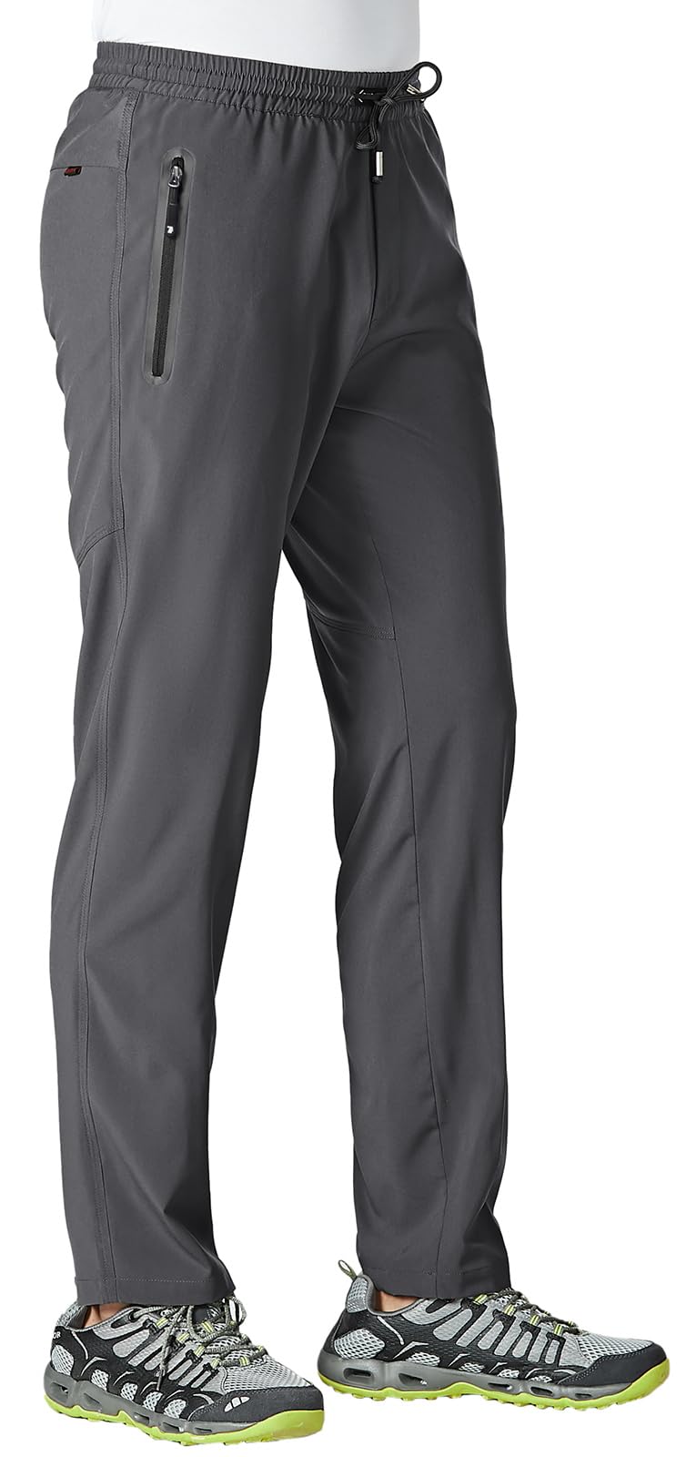 Rdruko Men's Sweat Pants Lightweight Casual Workout Gym Jogger Hiking Track Sports Athletic with Zipper Pockets(Dark Grey, US XL) - Image 2