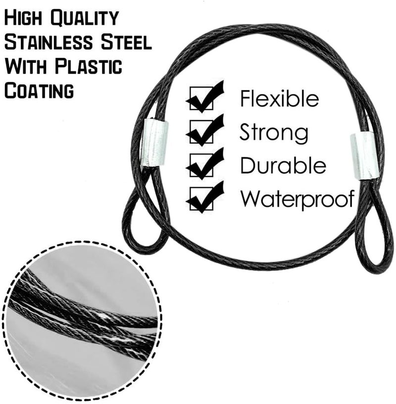 CKANDAY 10 Pack 16 Inch Stainless Steel Tethers with Spring Snap Hook Clips - Black - Image 3