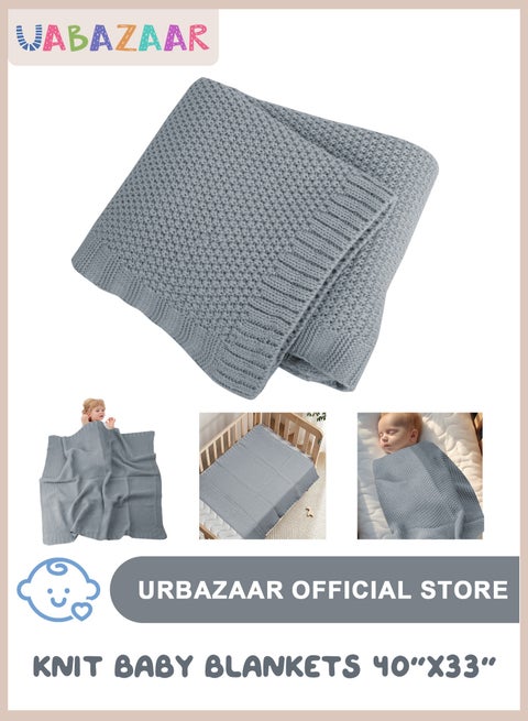 Baby Blankets Knit Cable Babe Blanket Soft Airy Newborn Infant Receiving Swaddling Beige Neutral Crib Stroller 40"x30"