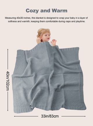 بطانية أطفال من Knit Cable Babe، بطانية ناعمة وجيدة التهوية للأطفال حديثي الولادة، قماط بيج محايد، عربة أطفال 40 × 30 بوصة - view 2