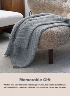 URbazaar Baby Blankets Knit Cable Babe Blanket Soft Airy Newborn Infant Receiving Swaddling Beige Neutral Crib Stroller 40"x30"  - Image 3