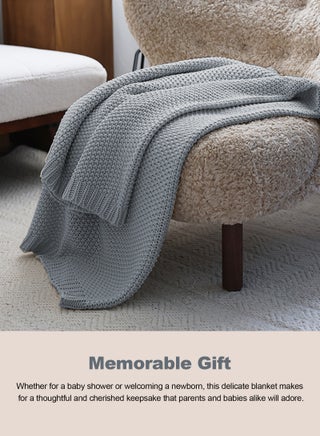 بطانية أطفال من Knit Cable Babe، بطانية ناعمة وجيدة التهوية للأطفال حديثي الولادة، قماط بيج محايد، عربة أطفال 40 × 30 بوصة - view 3