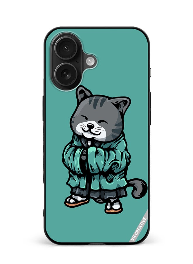 VR CREATIVE Protective Case Cover For Apple iPhone 16 Plus Kimano Cat Design Multicolour