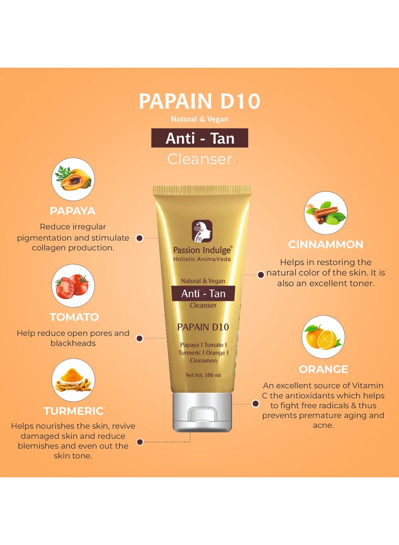 passion indulge منظف Passion Indulge Papain D10 للوجه مع البابايا والبرتقال والليمون والقرفة - غسول وجه لطيف لإزالة السمرة ونعومة البشرة | يتحكم في الزيت وينعش البشرة | لجميع أنواع البشرة - 100 مل - Image 2