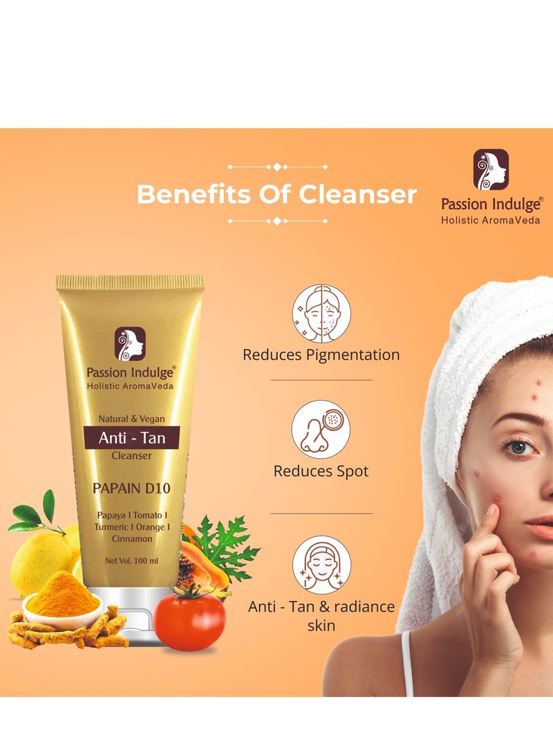 passion indulge منظف Passion Indulge Papain D10 للوجه مع البابايا والبرتقال والليمون والقرفة - غسول وجه لطيف لإزالة السمرة ونعومة البشرة | يتحكم في الزيت وينعش البشرة | لجميع أنواع البشرة - 100 مل - Image 3