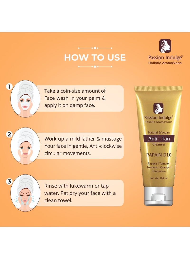 passion indulge منظف Passion Indulge Papain D10 للوجه مع البابايا والبرتقال والليمون والقرفة - غسول وجه لطيف لإزالة السمرة ونعومة البشرة | يتحكم في الزيت وينعش البشرة | لجميع أنواع البشرة - 100 مل - Image 4