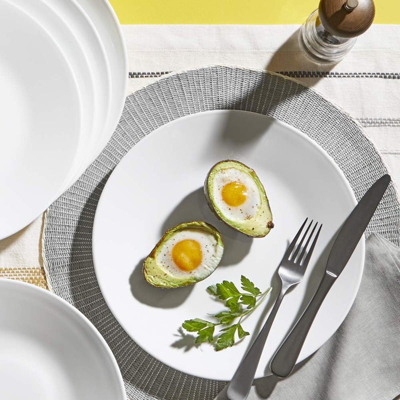 Corelle طقم أطباق سلطة كوريل فيتريل 6 قطع ثلاثي الطبقات زجاج ومقاوم للكسر 8.12 بوصة أطباق دائرية خفيفة الوزن بيضاء شتوية فروسيت - Image 3