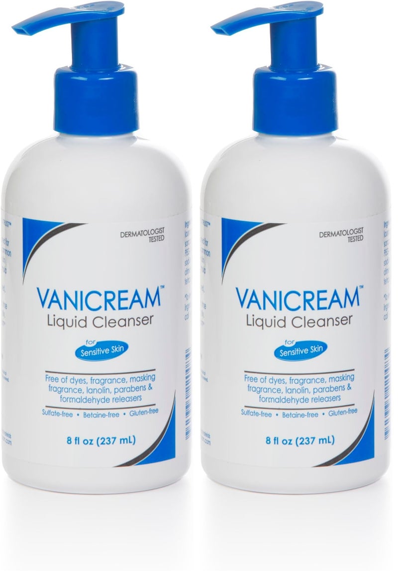 Vanicream Liquid Cleanser - 8 fl oz â€“ Unscented, Gluten-Free Formula for Sensitive Skin (Pack of 2) - Image 1