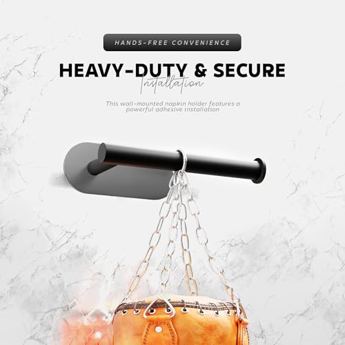 MIORAH Self Adhesive Aluminum Hand Towel Holder in Bathroom | Wall Mounted Towel Hanger for Wash Basin & Bathroom Towel Hanger for Wall | Black - Image 4