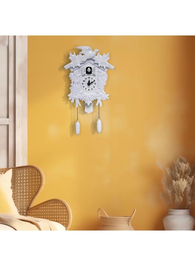 WALPLUS 20.2x37cm White Vintage Cuckoo Clock With Cuckoo Call Simple Fashionable antique style Pendulum Clock Home DIY Decoration Office Accessories Minimalist Design Bedroom Decor Stylish Living Room - Image 2