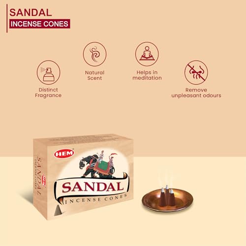 Hem Sandalwood Incense Cones – Case of 12 Boxes (10 Cones Each, 120 Total) | Soothing Woody Aroma for Meditation, Relaxation & Positivity | Natural Handcrafted Cones for Yoga, Pooja & Home Fragrance - Image 4
