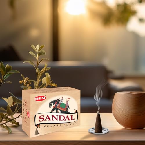 Hem Sandalwood Incense Cones – Case of 12 Boxes (10 Cones Each, 120 Total) | Soothing Woody Aroma for Meditation, Relaxation & Positivity | Natural Handcrafted Cones for Yoga, Pooja & Home Fragrance - Image 3