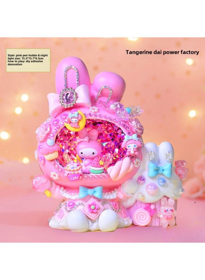 Children's Handmade Boutique Pen Holder Night Light Komi Girl Creative Practical Birthday Gift Night Light-Specifications:Ordinary Kraft Paper Box Packaging-Color:Pink Melody Pen Holder Lamp  - Image 2