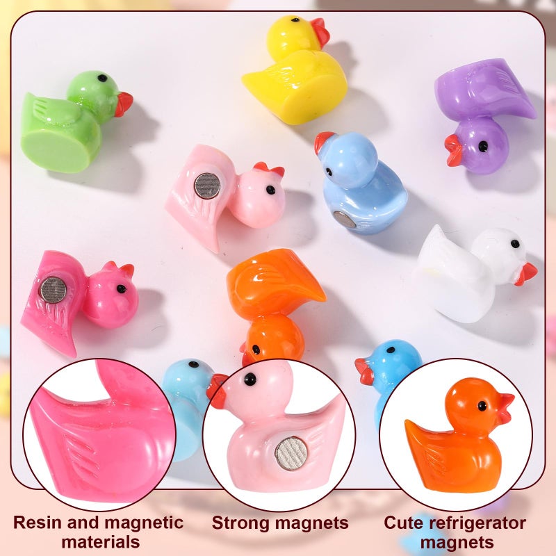 Sinbana 50pcs Mini Resin Duck Fridge Magnets, 10 Colors Cute Tiny Refrigerator Magnets Strong Magnetic Duck Decor for Kitchen Home Office Locker Bulletin Board (Solid Color Style) - Image 4