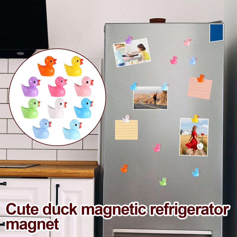 Sinbana 50pcs Mini Resin Duck Fridge Magnets, 10 Colors Cute Tiny Refrigerator Magnets Strong Magnetic Duck Decor for Kitchen Home Office Locker Bulletin Board (Solid Color Style) - Image 3