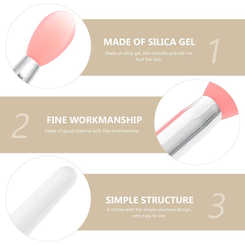 Silicone Lipstick Brush Set 11pcs Semi-transparent Red Tip Lip Mask Applicator with Protective Case for Sleep Lip Care and Makeup Application - Image 3