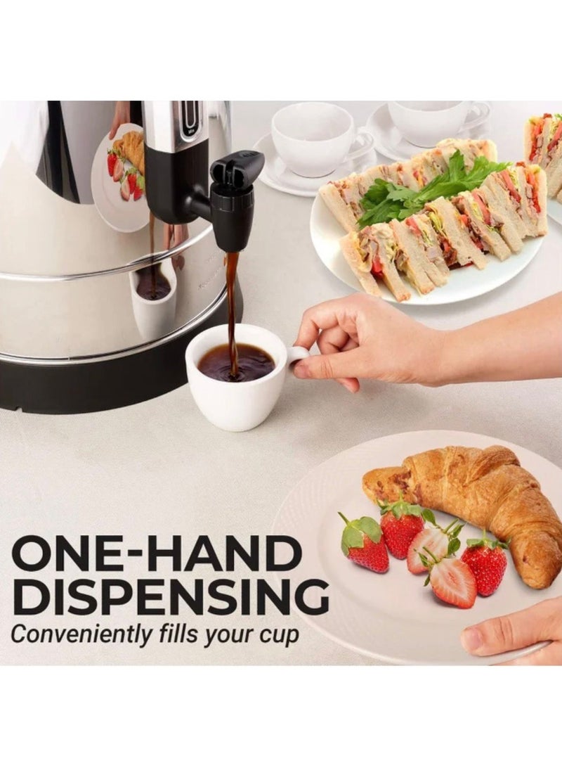 Microplus Water Urn Boiler, 20 Litre Large Capacity, One Hand Use, Stainless Steel, Lockable Lid, External Water Gauge And Cool Touch Handles For Safety, 2000W Silver PS-4759 - Image 2