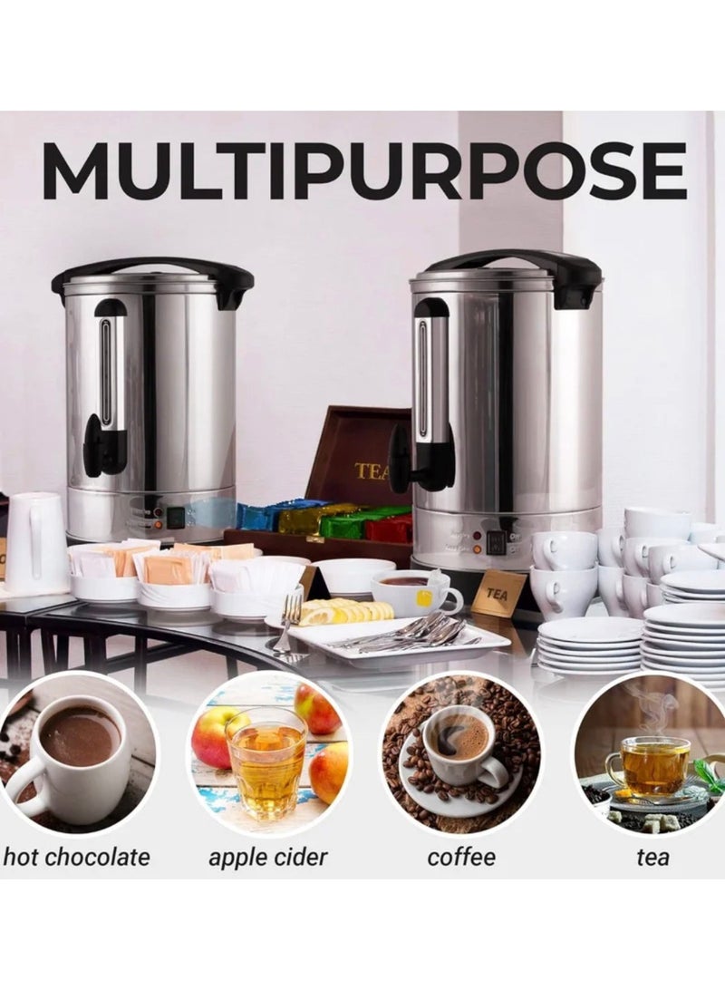 Microplus Water Urn Boiler, 20 Litre Large Capacity, One Hand Use, Stainless Steel, Lockable Lid, External Water Gauge And Cool Touch Handles For Safety, 2000W Silver PS-4759 - Image 4