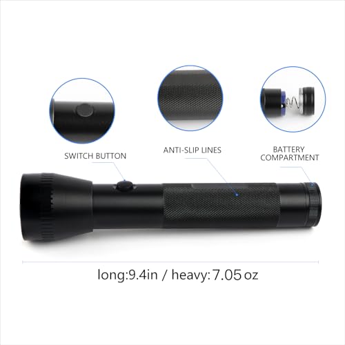 Hilngav Heavy Duty 2-Cell D Battery LED Big Flashlights, High Lumens, Single Mode, Aluminum, Rugged Metal Flashlight for Outdoors and Emergency Power Outages (3 Pack) - Image 4