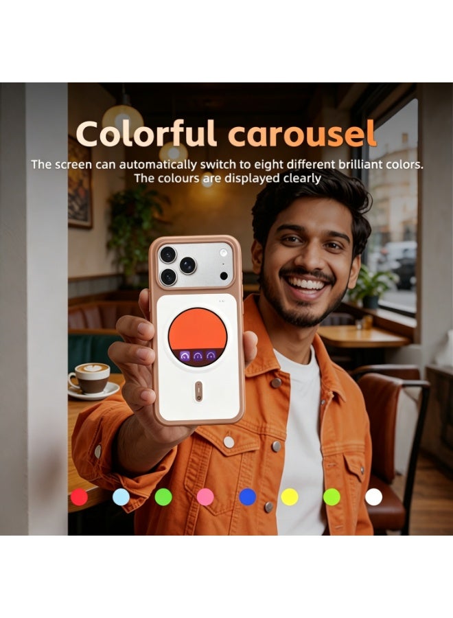 Milk Tea Brown Smart Circular Display Magnetic Phone Case for iPhone 17 Pro Max, Custom Dynamic Wallpaper, MagSafe Wireless Charging Multi-Functional Interactive Shockproof Protective Cover - Image 2