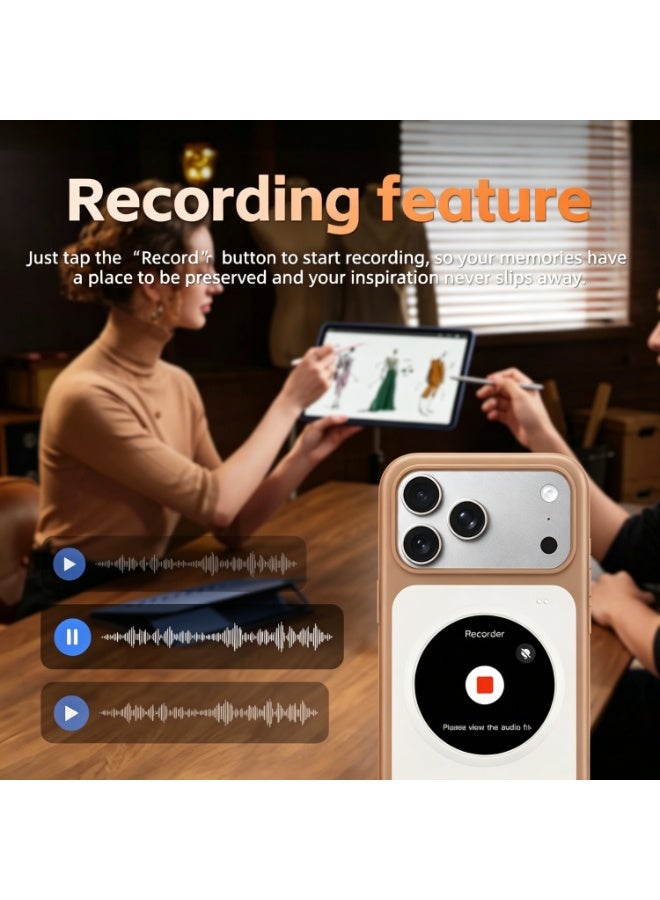 Milk Tea Brown Smart Circular Display Magnetic Phone Case for iPhone 17 Pro Max, Custom Dynamic Wallpaper, MagSafe Wireless Charging Multi-Functional Interactive Shockproof Protective Cover - Image 3