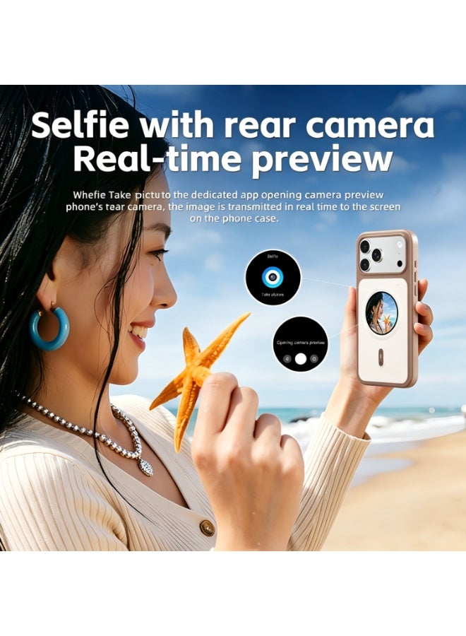 Milk Tea Brown Smart Circular Display Magnetic Phone Case for iPhone 17 Pro Max, Custom Dynamic Wallpaper, MagSafe Wireless Charging Multi-Functional Interactive Shockproof Protective Cover - Image 4