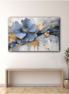 LOWHA Canvas Wall Art Stretched Over Wooden Frame with Blue Flower Painting  - Image 3