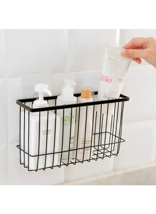 PARATPAR MALL PARATPAR MALL Stainless Steel Wall Mounted Self Adhesive Bathroom Self Storage Shampoo Soap Lotions Oil And Liquid Conditioner and Toothbrush Holder with Kitchen Rack Stand Black  - Image 3