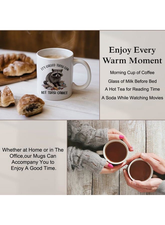 XQLZY It's Called Trash Can Not Trash Cannot Coffee Mug, Funny Raccoon Sarcastic Office Gifts for Coworker Work Friends Boss Leader, Birthday Gifts for Men Women Sisters BFF Friends Raccoon lover - Image 4