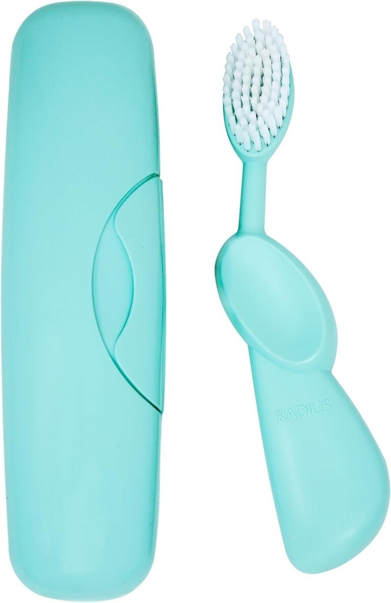 Toothbrush Original Big Brush, BPA Free ADA Accepted - Right Hand - Mint Green Brush with Mint Green Case