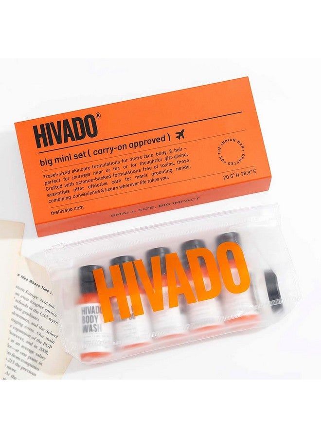 HIVADO مجموعة أدوات العناية الشخصية بحجم السفر للرجال | مجموعة تصفيف مدمجة | جل استحمام، غسول وجه، لوشن للجسم، واقي شمس، شامبو وبلسم كثيف وممتلئ | خفيف الوزن وقابل للحمل | عبوة من 6 - Image 1