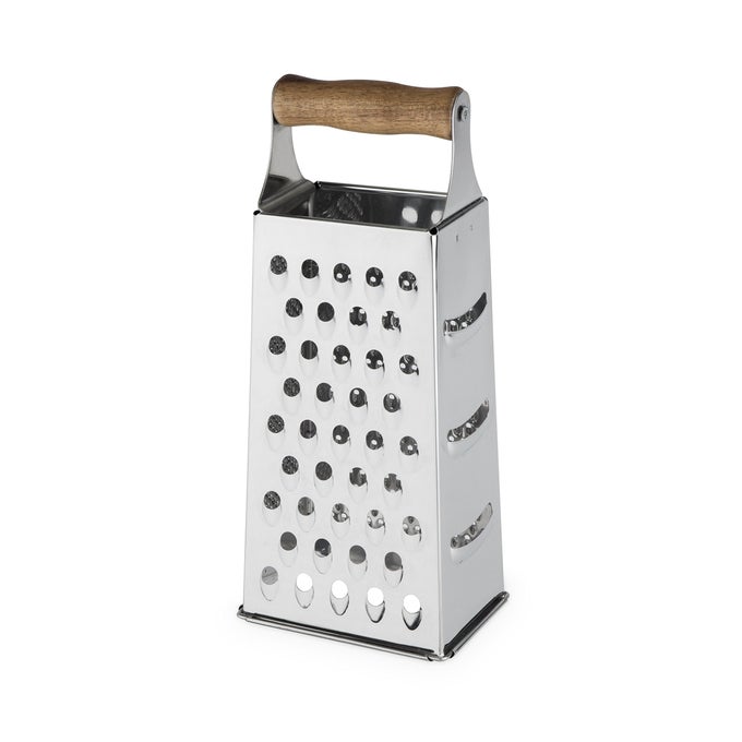 ACACIA WOOD HANDLED CHEESE GRATER STAINLESS STEEL GRATER CITRUS ZESTER REINFORCED BASE VINTAGE KITCHENWARE