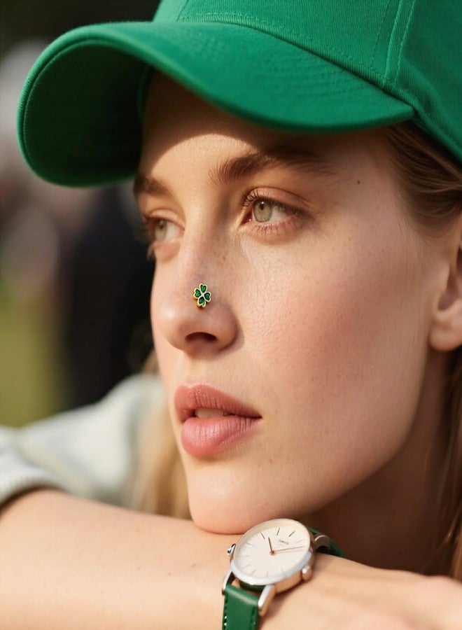 Lookray St. Patrick's Day Nose Rings for Women Clover Shamrock Green L-shaped Nostril Cartilage Lobe Stud Ring Irish Screw Body Piercing Jewelry Saint Patricks Day Jewelry Accessories Style2 - Image 3
