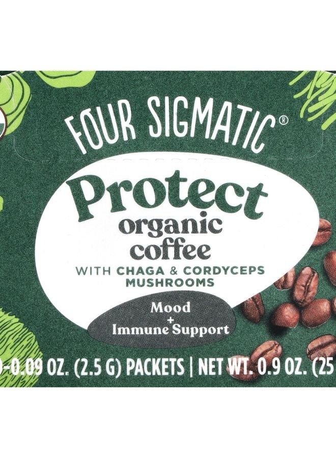 Four Sigmatic Protect Instant Organic Coffee with Chaga & Cordyceps Mushrooms Medium Roast 10 Packets 0.09 oz (2.5 g) Each