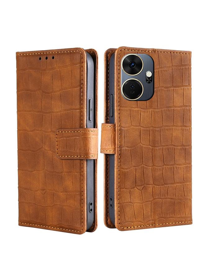 اس-توب جراب لهاتف Itel P55+ 4G مصنوع من جلد التمساح مع مشبك مغناطيسي - Image 1