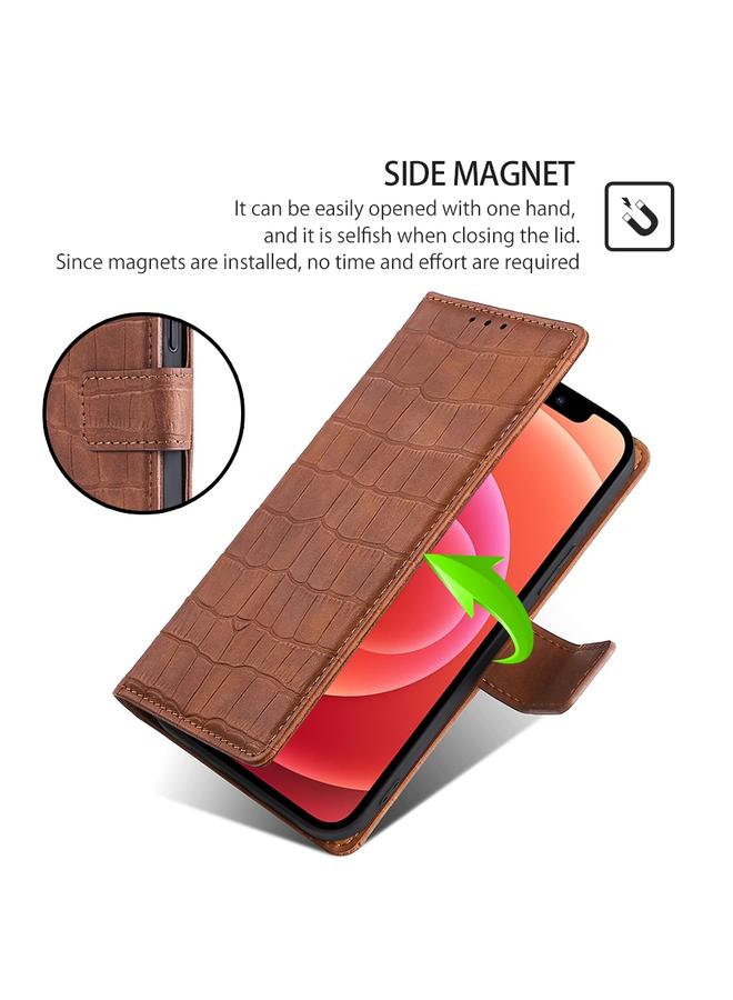 اس-توب جراب لهاتف Itel P55+ 4G مصنوع من جلد التمساح مع مشبك مغناطيسي - Image 5