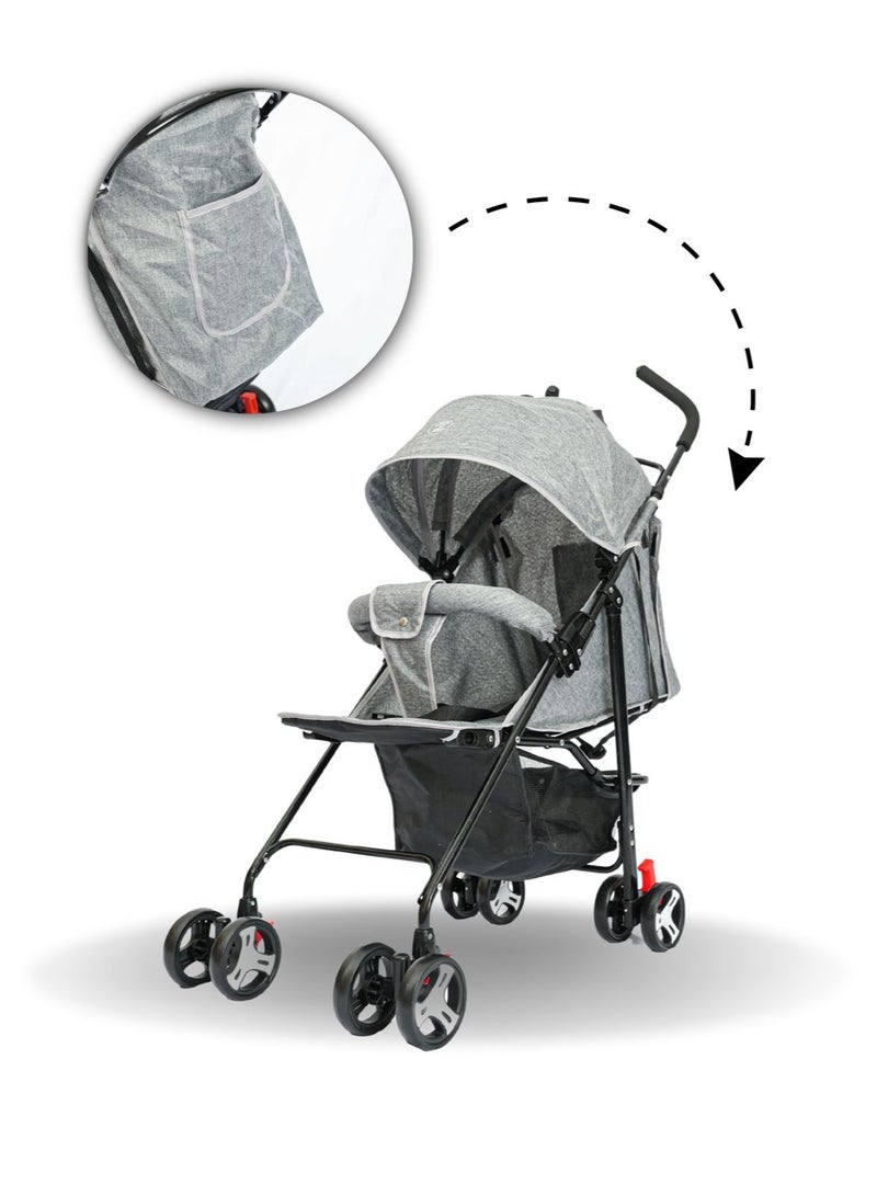 Portable Infant Baby Stroller – Lightweight & Foldable Travel System Multi-Position Adjustable Seat, Multi-Point Safety Belt, Storage Basket Perfect for Babies, Toddlers, and Kids, Boys & Girls, Grey  - Image 5