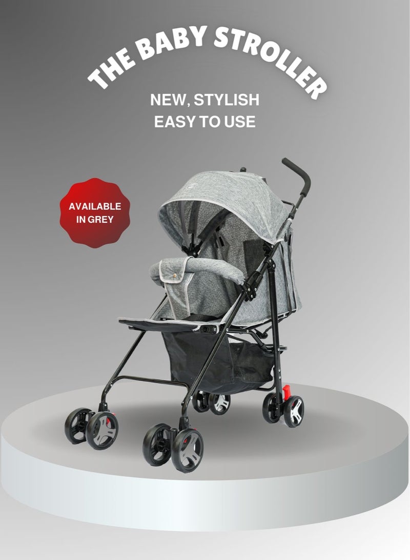 Portable Infant Baby Stroller – Lightweight & Foldable Travel System Multi-Position Adjustable Seat, Multi-Point Safety Belt, Storage Basket Perfect for Babies, Toddlers, and Kids, Boys & Girls, Grey  - Image 1
