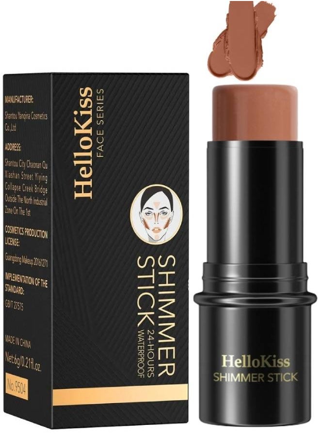 HelloKiss Shimmer Stick Makeup Shadow Shimmer Cream Powder Lasting Glow Finish Foundation Stick Highlighter and Bronzer Pen Face Brightens and Shades Pencil Face Series Highlighter Contour Stick 06  - Image 1