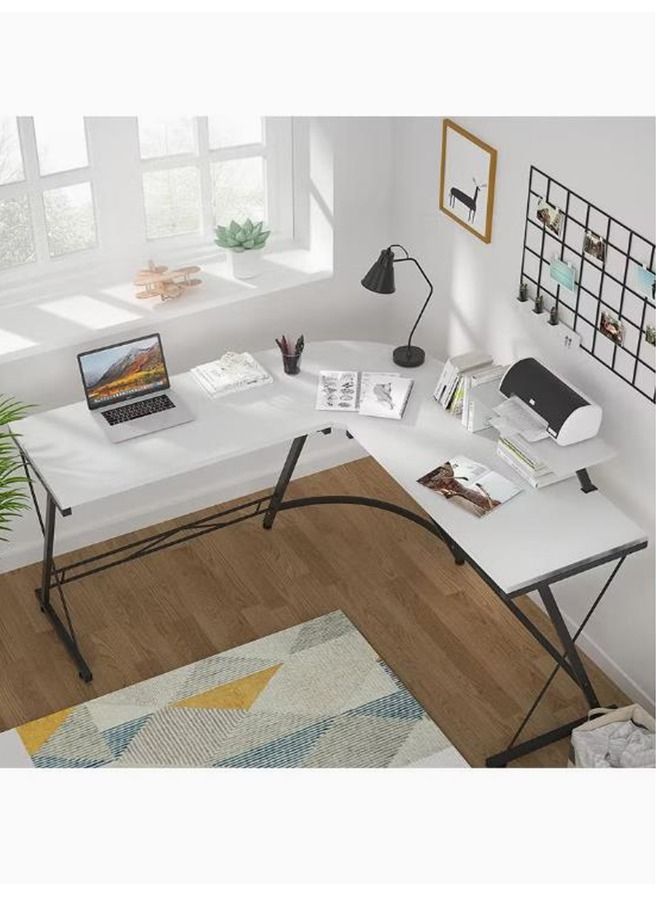 Arabest Corner Minimalist Panel L-Shaped Desktop Computer Desk（White） - Image 2