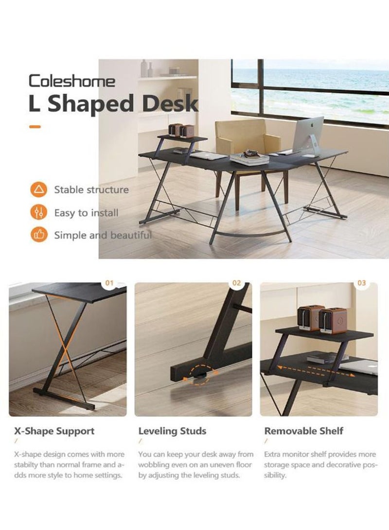 Arabest Corner Minimalist Panel L-Shaped Desktop Computer Desk（White） - Image 5