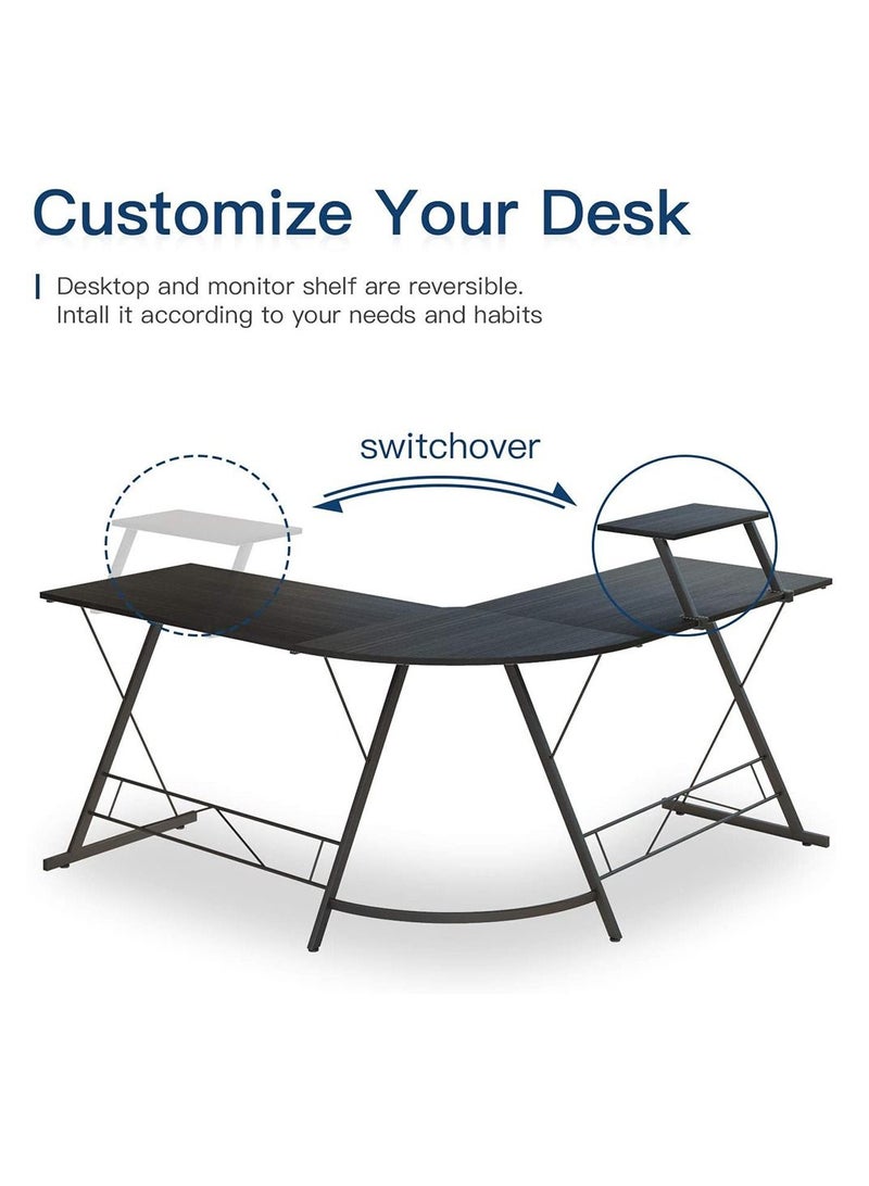 Arabest Corner Minimalist Panel L-Shaped Desktop Computer Desk（White） - Image 4