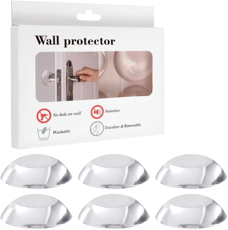 Ncry Wall Protector Rubber Stopper 6 Pcs Clear Round Door Knob Cover Self Adhesive Bumpers Guard from Doors Handle Door Stop Stick On Cabinet Furniture Corner Refrigerator Protectors - Image 1