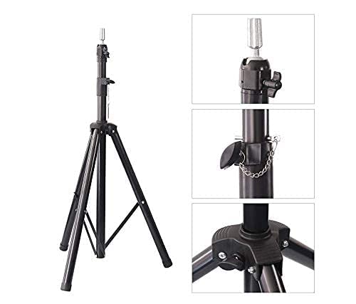 blushia BLUSHIA Wig Stand Tripod Mannequin Head Stand Heavy Duty Metal Adjustable Wig Head Stand for Canvas Block Head Styling Making Wigs Displaying Cosmetology Hairdressing Training Black - Image 3
