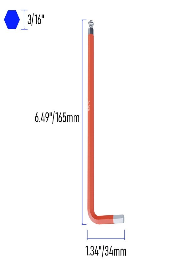 FOCMKEAS 4PCS 3/16" Ball End Hex Key Allen Wrench, SAE Internal Hexagonal Wrench, L Shaped Long Arm S2 Steel Repairing Tool，Orange - Image 2