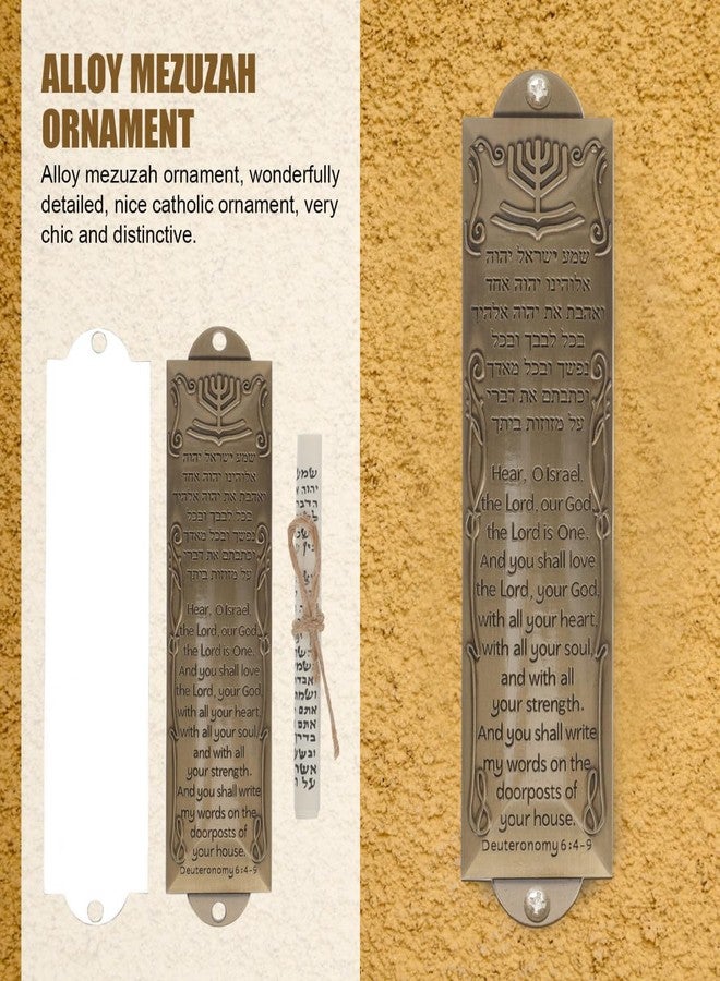 Baluue Vintage Mezuzah Ornament with Scroll Metal Mezuzah Decor for Door Frame Religious Jewish and Catholic Wall Plaque Easy Mount Home Blessing Accent 5 Inch - Image 3