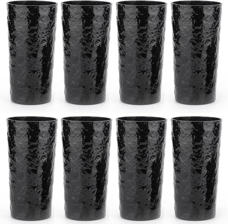 KX-WARE 18-ounce Acrylic Highball Glasses Plastic Tumbler, set of 8 Black - Image 1