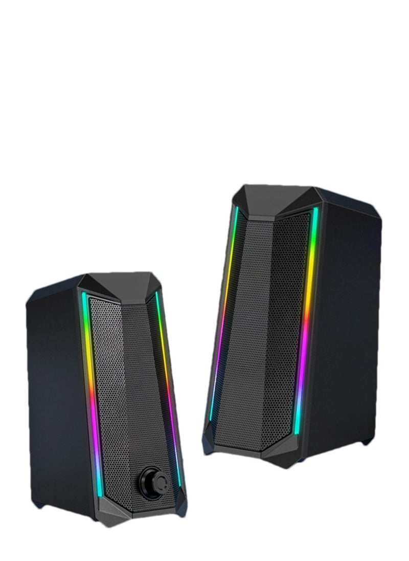 BONKS Computer gaming speaker - soothing USB powered subwoofer laptop speaker | 2 desktop speakers with color RGB lights | USB powered, easy to access volume control, super large volume PC speaker x  - Image 1