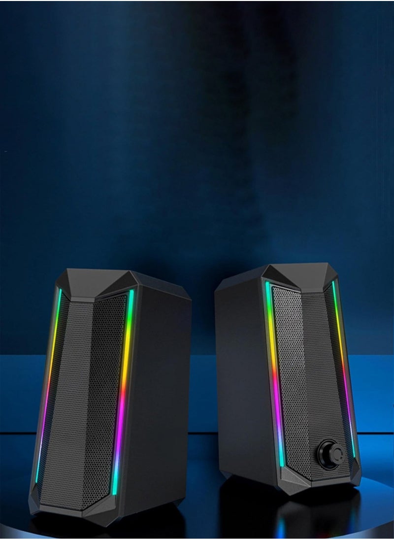 BONKS Computer gaming speaker - soothing USB powered subwoofer laptop speaker | 2 desktop speakers with color RGB lights | USB powered, easy to access volume control, super large volume PC speaker x  - Image 2